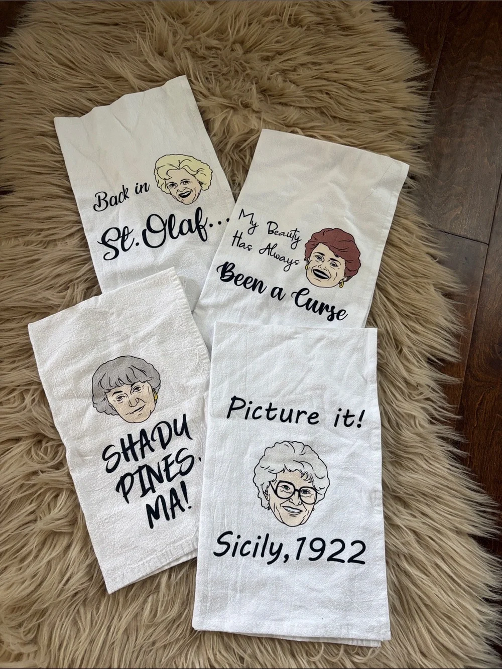 Classic White Golden Girls Decorative Kitchen Towels - Set of 4